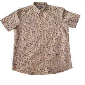 Molokai Mojave Desert Cactus Tan Short Sleeve Button Mens Shirt XL